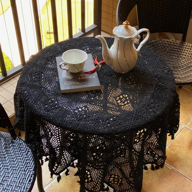 Handmade Crochet Cotton Tablecloth – Pastoral Style for Tea Parties & Home Decor