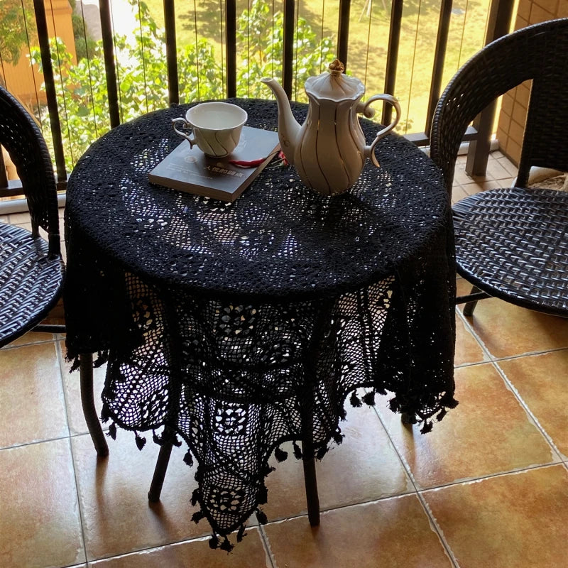 Handmade Crochet Cotton Tablecloth – Pastoral Style for Tea Parties & Home Decor