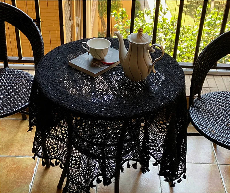 Handmade Crochet Cotton Tablecloth – Pastoral Style for Tea Parties & Home Decor