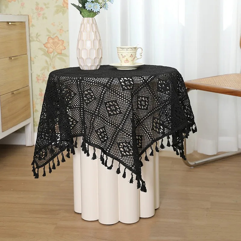 Handmade Crochet Cotton Tablecloth – Pastoral Style for Tea Parties & Home Decor