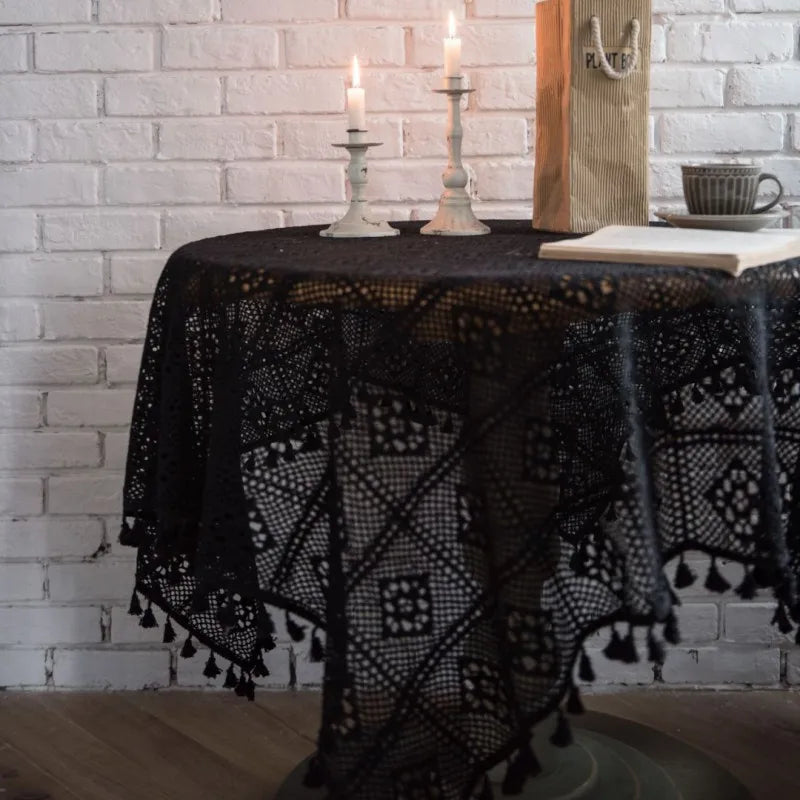 Handmade Crochet Cotton Tablecloth – Pastoral Style for Tea Parties & Home Decor