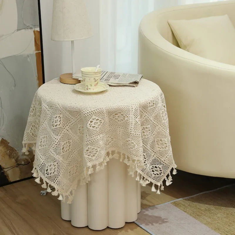 Handmade Crochet Cotton Tablecloth – Pastoral Style for Tea Parties & Home Decor