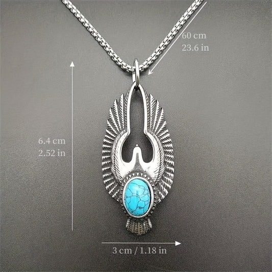 Retro Men’s Turquoise Necklace – Stylish Titanium Pendant
