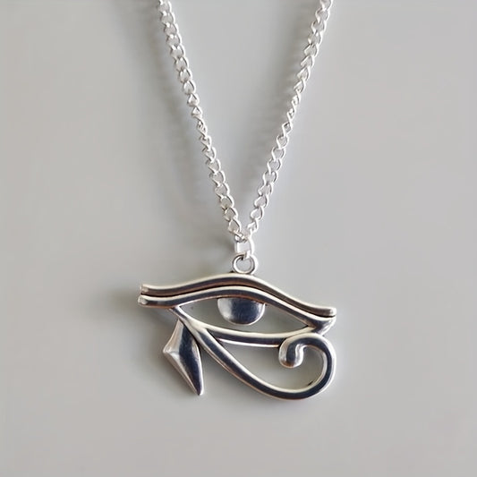 Eye of Horus Necklace – Vintage Silver Boho Pendant, Lucky Charm Amulet, Protection Jewelry, Gift for Her or Him