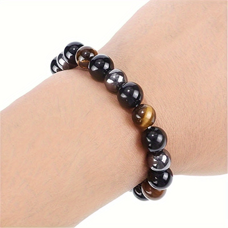 Fashion Natural Stone Hematite Tiger Eye Obsidian Bracelet