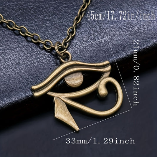 Eye of Horus Necklace – Vintage Silver Boho Pendant, Lucky Charm Amulet, Protection Jewelry, Gift for Her or Him