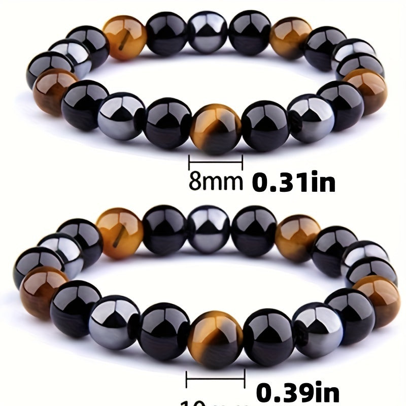 Fashion Natural Stone Hematite Tiger Eye Obsidian Bracelet
