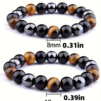 Fashion Natural Stone Hematite Tiger Eye Obsidian Bracelet