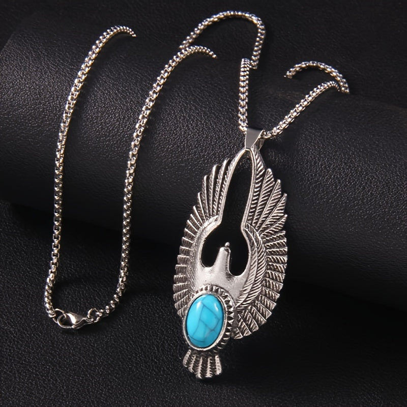 Retro Men’s Turquoise Necklace – Stylish Titanium Pendant