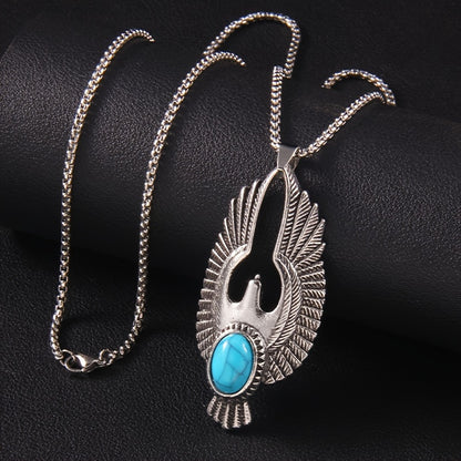 Retro Men’s Turquoise Necklace – Stylish Titanium Pendant