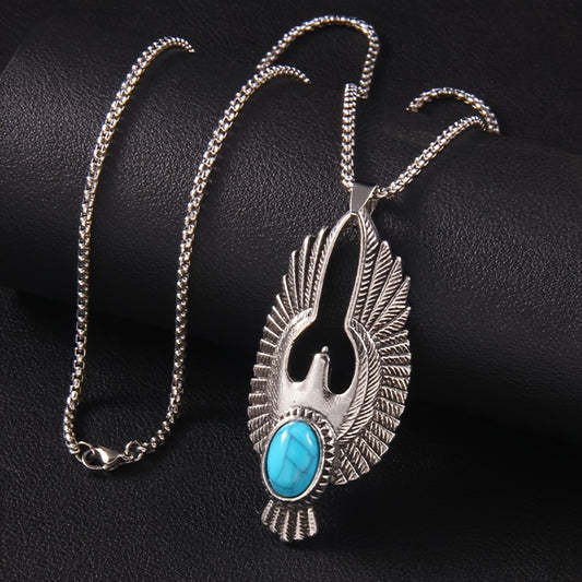 Retro Men’s Turquoise Necklace – Stylish Titanium Pendant