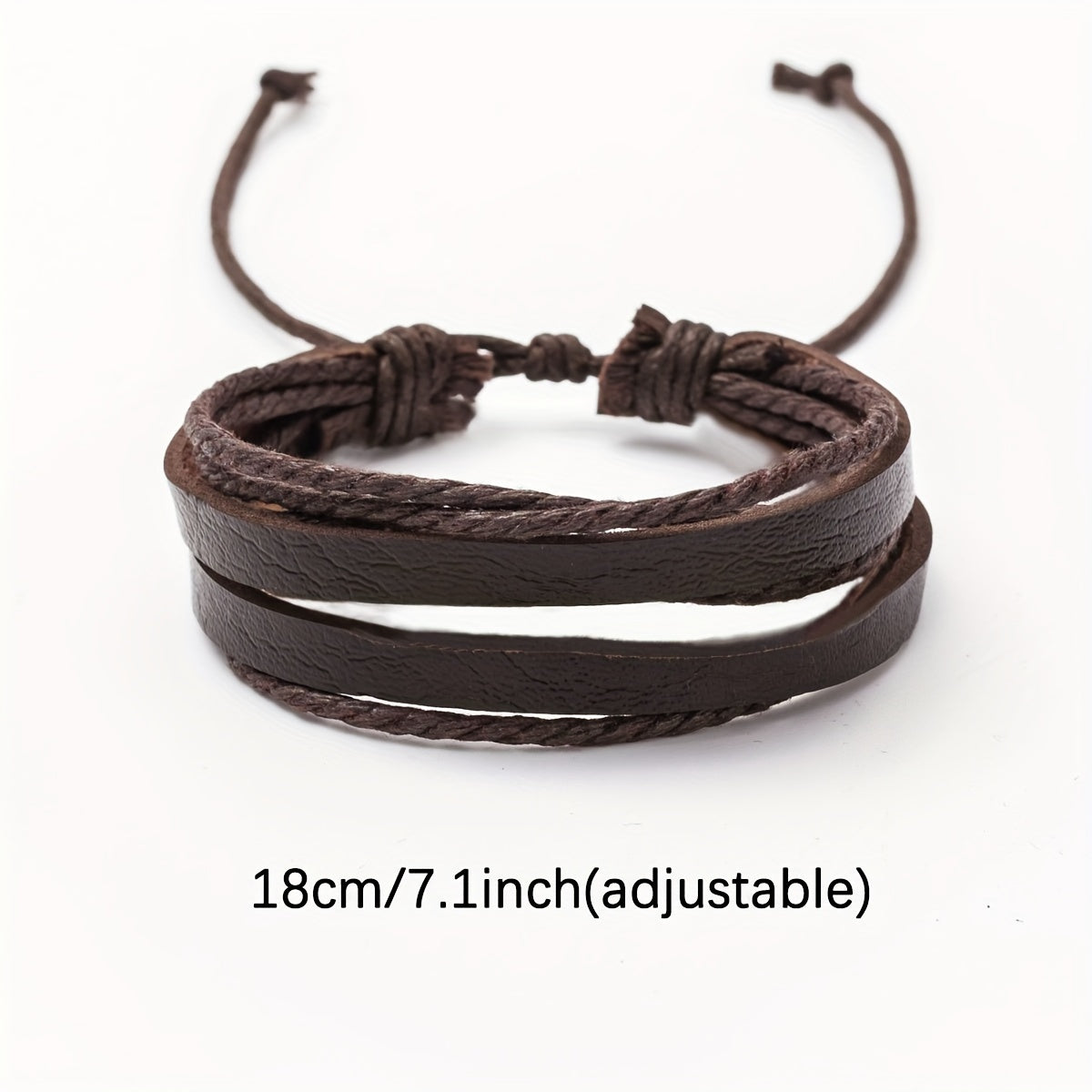 Men’s Multi-Layer Leather & Wooden Bead Bracelet Set – 4-Piece Fashion Accessory