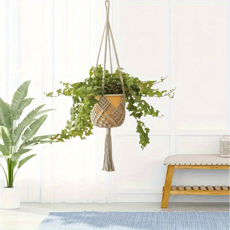 Boho Macrame Plant Hanger – Handmade Hanging Basket
