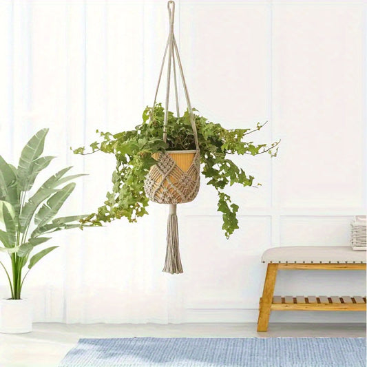 Boho Macrame Plant Hanger – Handmade Hanging Basket