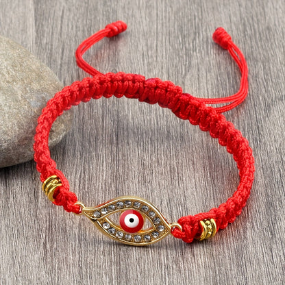 Adjustable Woven Evil Eye Bracelet – Multi-Color Nylon Thread with Alloy Charm, Protective Lucky Jewelry