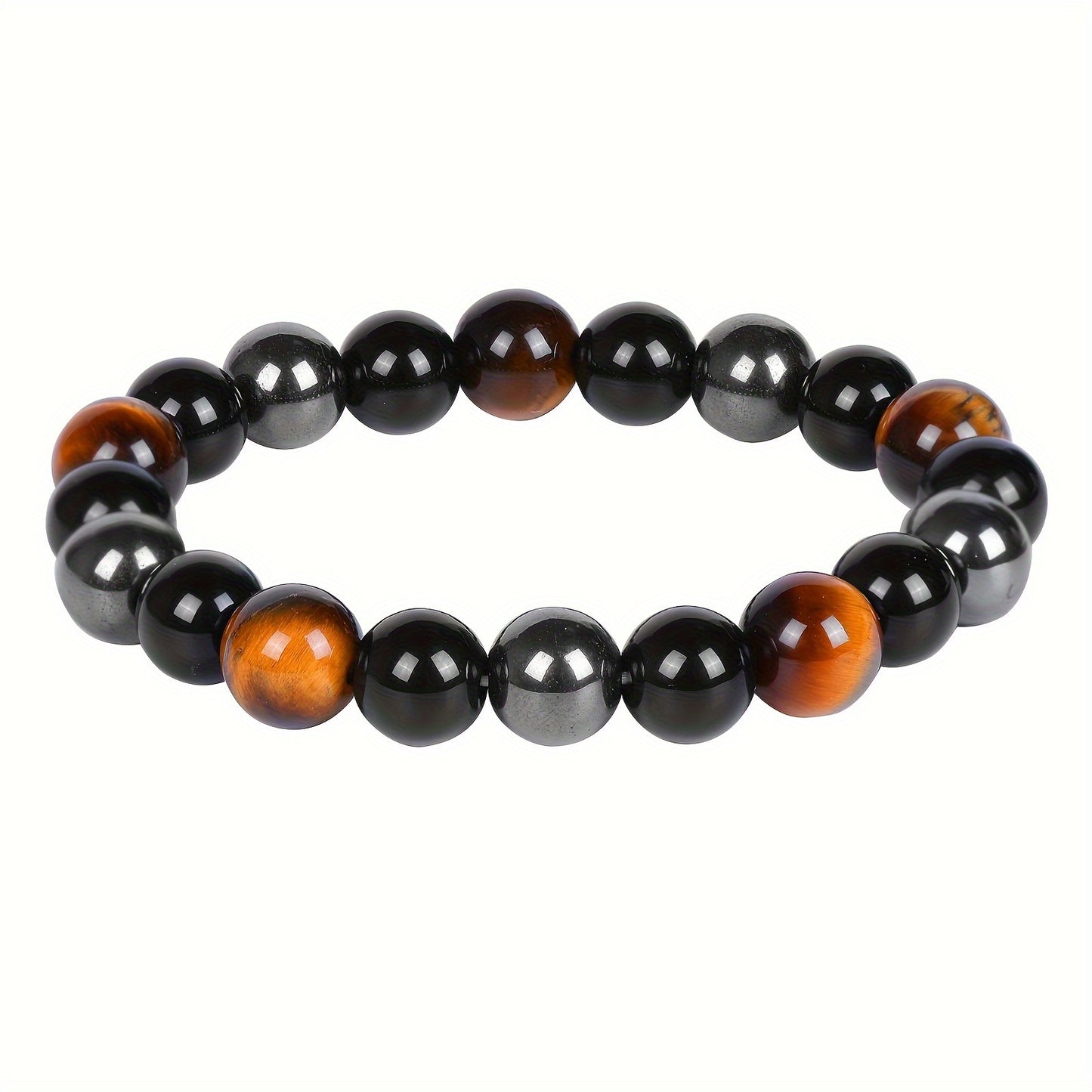 Fashion Natural Stone Hematite Tiger Eye Obsidian Bracelet