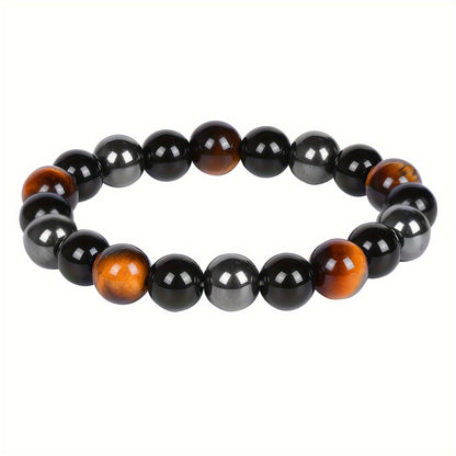 Fashion Natural Stone Hematite Tiger Eye Obsidian Bracelet