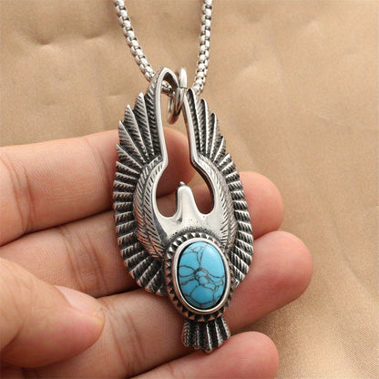Retro Men’s Turquoise Necklace – Stylish Titanium Pendant