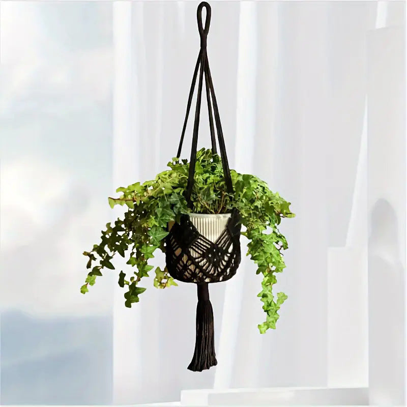Boho Macrame Plant Hanger – Handmade Hanging Basket