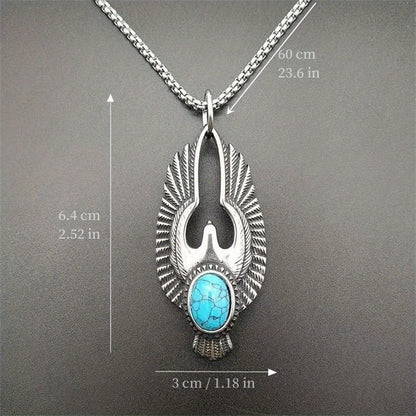 Retro Men’s Turquoise Necklace – Stylish Titanium Pendant