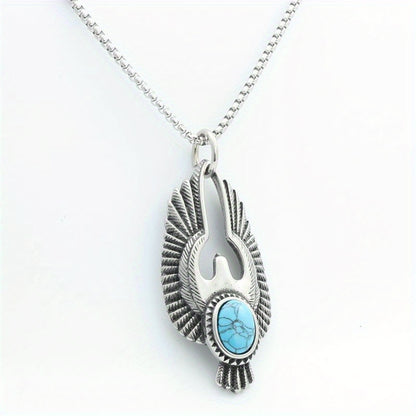 Retro Men’s Turquoise Necklace – Stylish Titanium Pendant