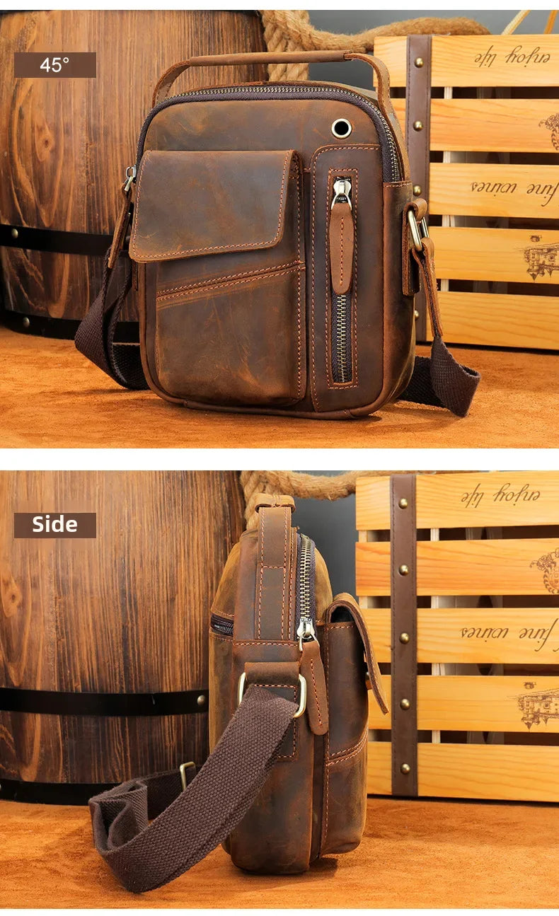 Genuine Leather Men’s Shoulder Bag – Handmade Everyday Crossbody Style