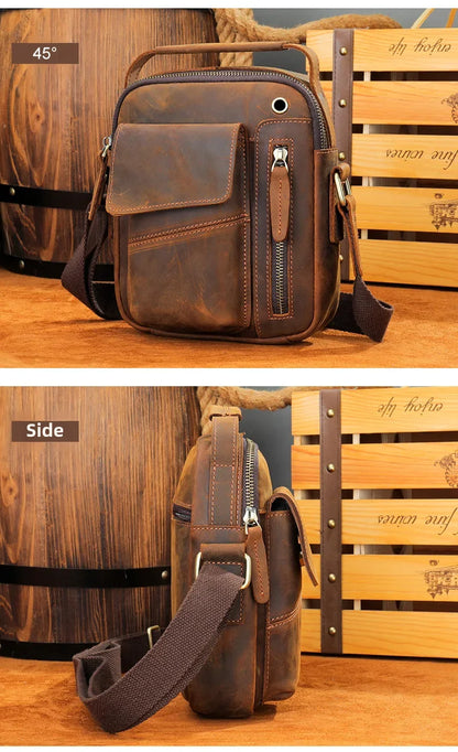 Genuine Leather Men’s Shoulder Bag – Handmade Everyday Crossbody Style