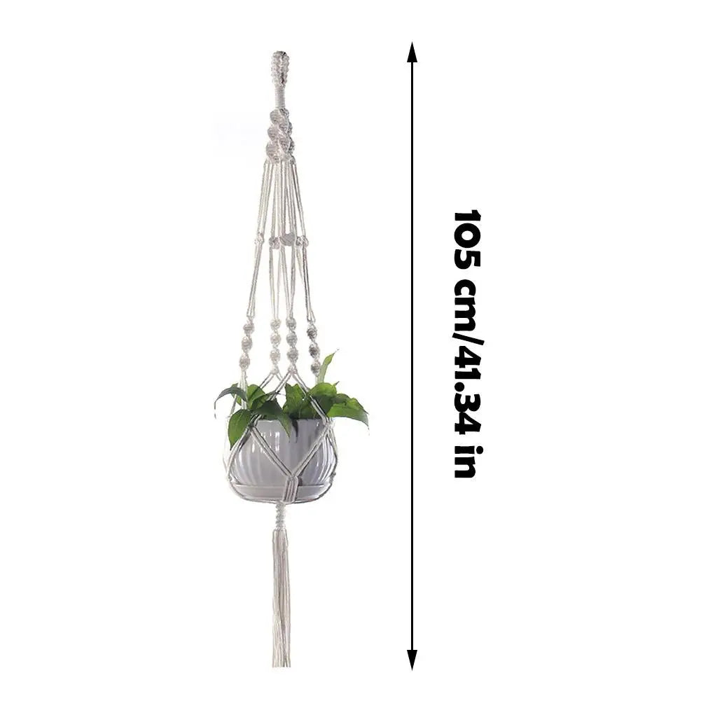 Handmade Boho Macrame Plant Hanger – Woven Rope Basket for Balcony & Garden Décor (Pot Not Included)