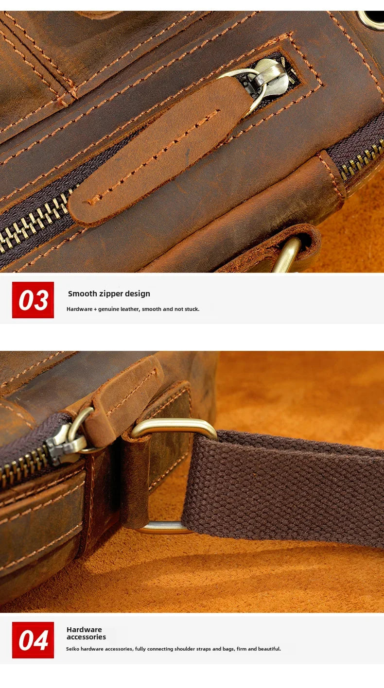 Genuine Leather Men’s Shoulder Bag – Handmade Everyday Crossbody Style