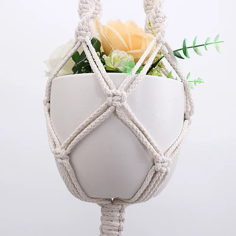 Handmade Boho Macrame Plant Hanger – Cotton Rope Basket for Indoor & Outdoor Décor