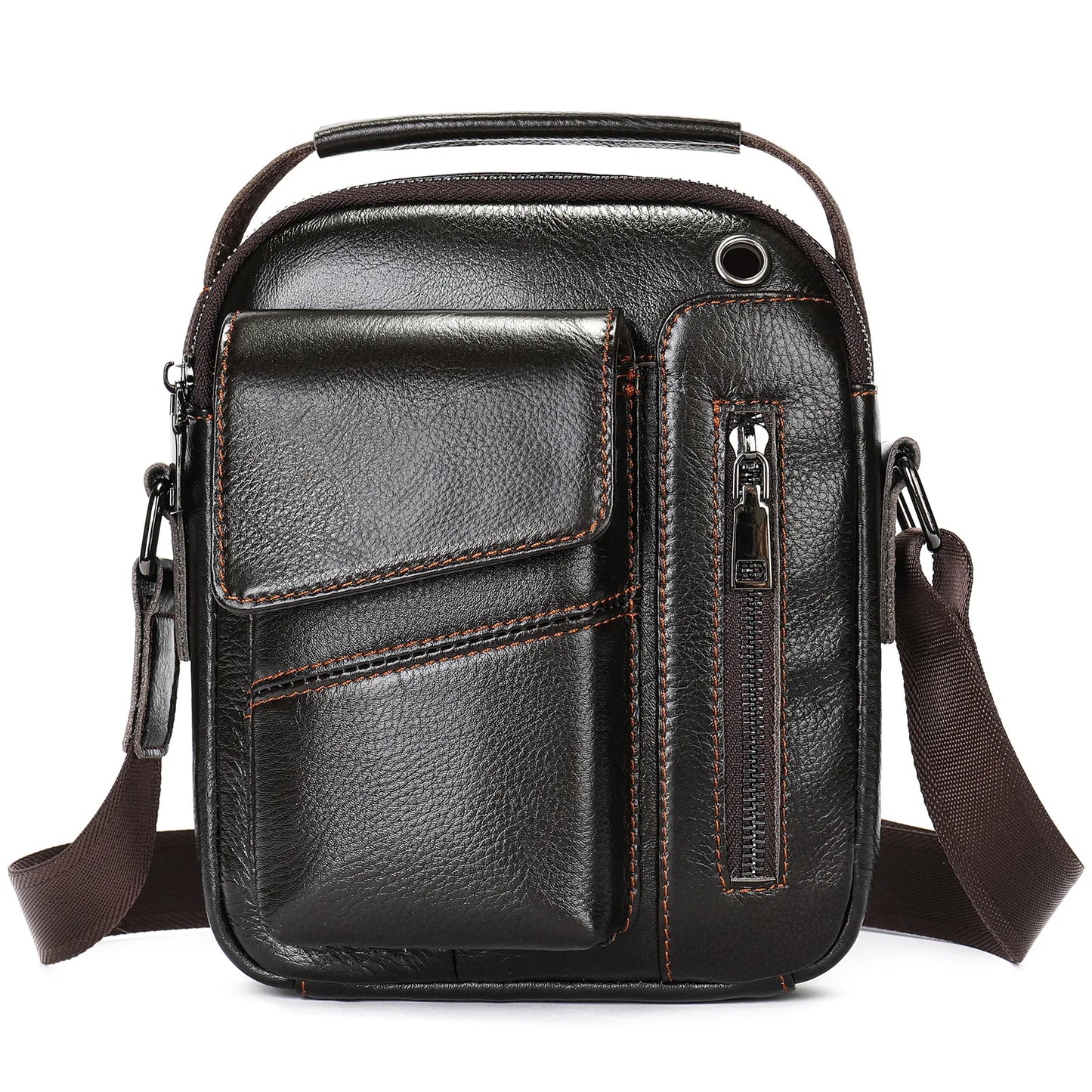 Genuine Leather Men’s Shoulder Bag – Handmade Everyday Crossbody Style