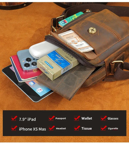 Genuine Leather Men’s Shoulder Bag – Handmade Everyday Crossbody Style