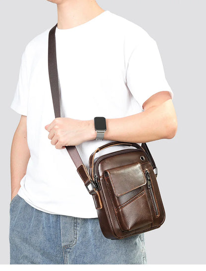 Genuine Leather Men’s Shoulder Bag – Handmade Everyday Crossbody Style