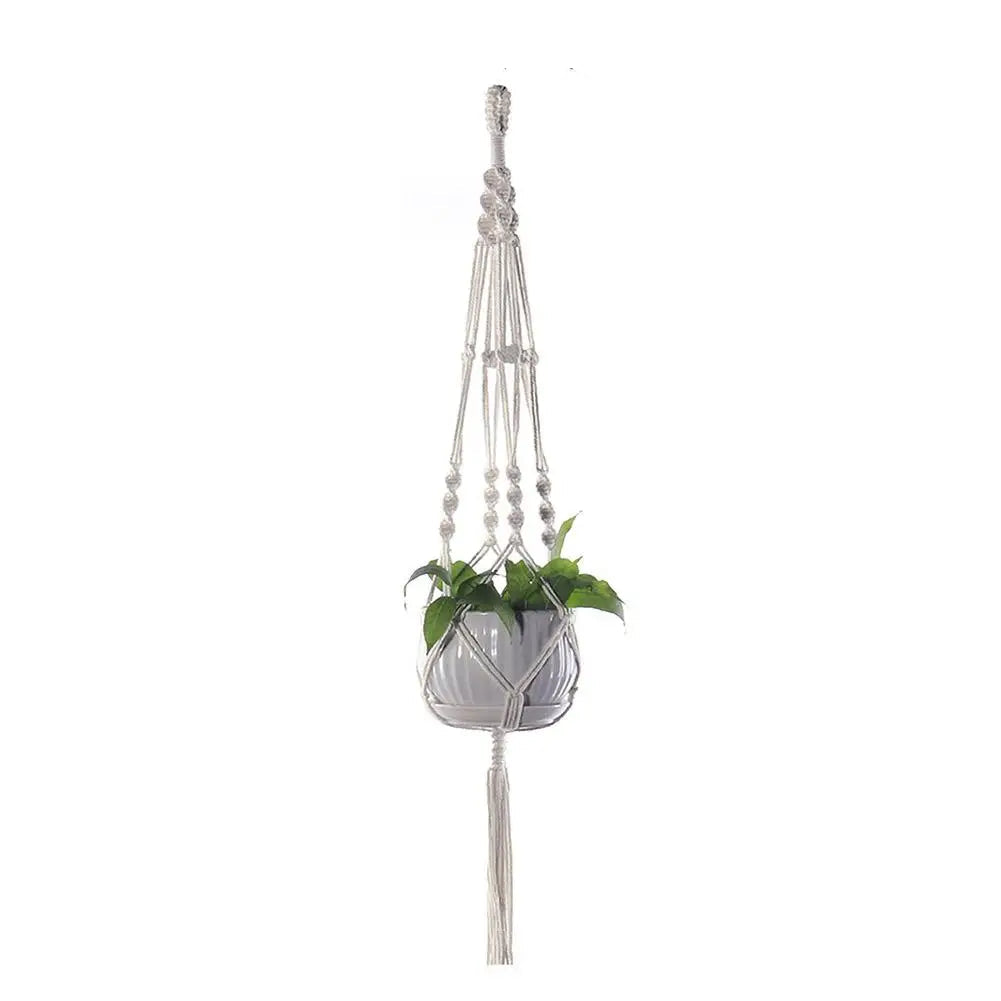 Handmade Boho Macrame Plant Hanger – Woven Rope Basket for Balcony & Garden Décor (Pot Not Included)