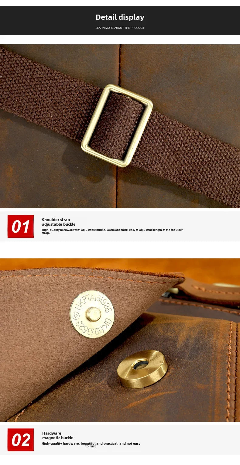 Genuine Leather Men’s Shoulder Bag – Handmade Everyday Crossbody Style