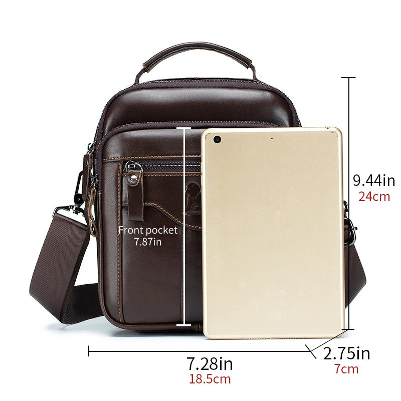 Trendy Men’s Leather Crossbody Bag – Retro Style in Premium Cowhide for Everyday Use