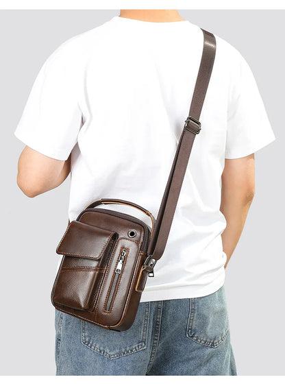 Genuine Leather Men’s Shoulder Bag – Handmade Everyday Crossbody Style