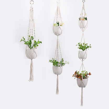 Handmade Boho Macrame Plant Hanger – Cotton Rope Basket for Indoor & Outdoor Décor