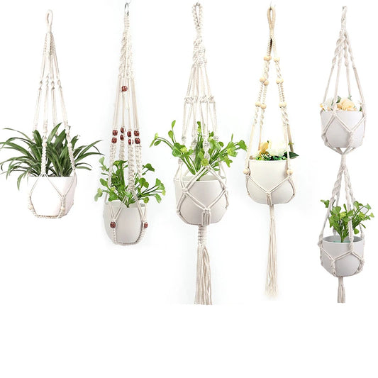 Handmade Boho Macrame Plant Hanger – Cotton Rope Basket for Indoor & Outdoor Décor