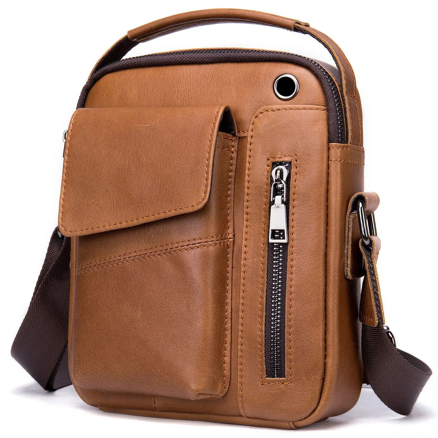 Genuine Leather Men’s Shoulder Bag – Handmade Everyday Crossbody Style