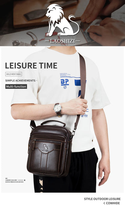 Trendy Men’s Leather Crossbody Bag – Retro Style in Premium Cowhide for Everyday Use