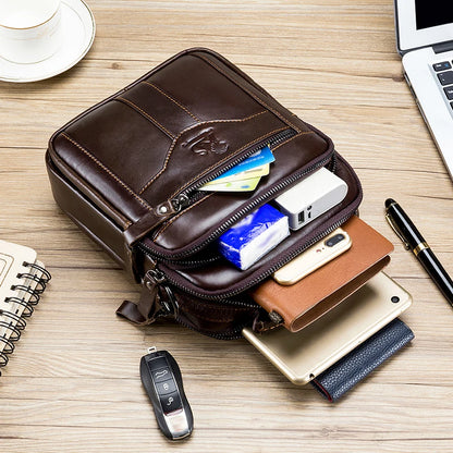Trendy Men’s Leather Crossbody Bag – Retro Style in Premium Cowhide for Everyday Use