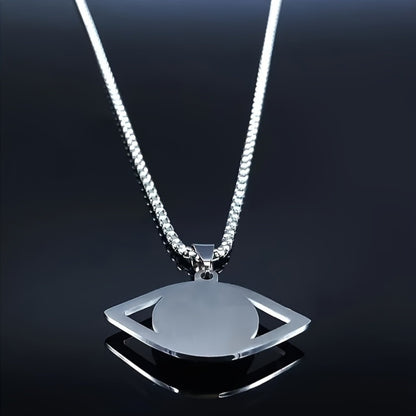 Vintage Evil Eye Pendant Necklace in Stainless Steel with Elegant Eye Motif – Timeless Artisan Jewelry