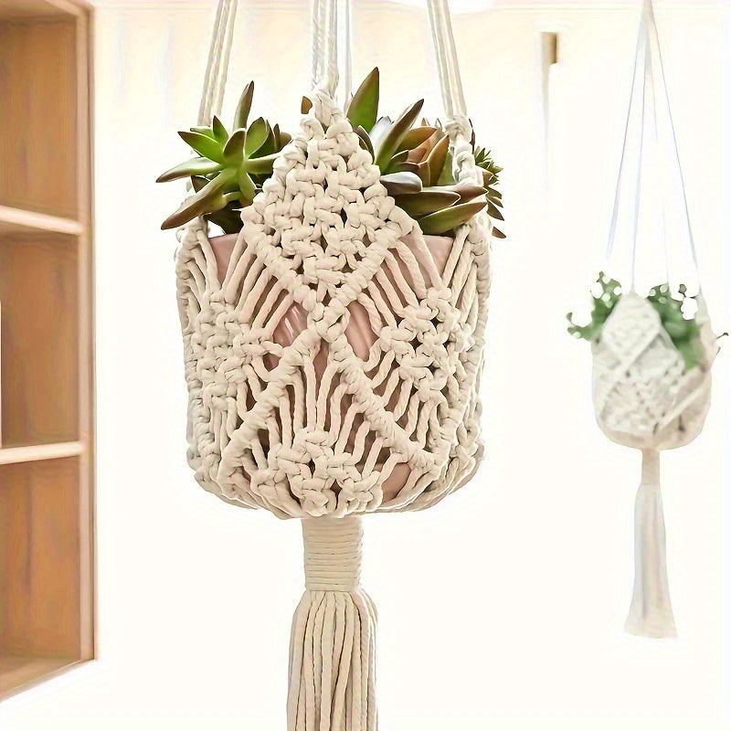 Boho Macrame Plant Hanger – Handmade Hanging Basket