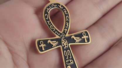 Ancient Egyptian Ankh Cross Pendant – Men’s Stainless Steel Necklace, Pharaoh Amulet Jewelry Gift